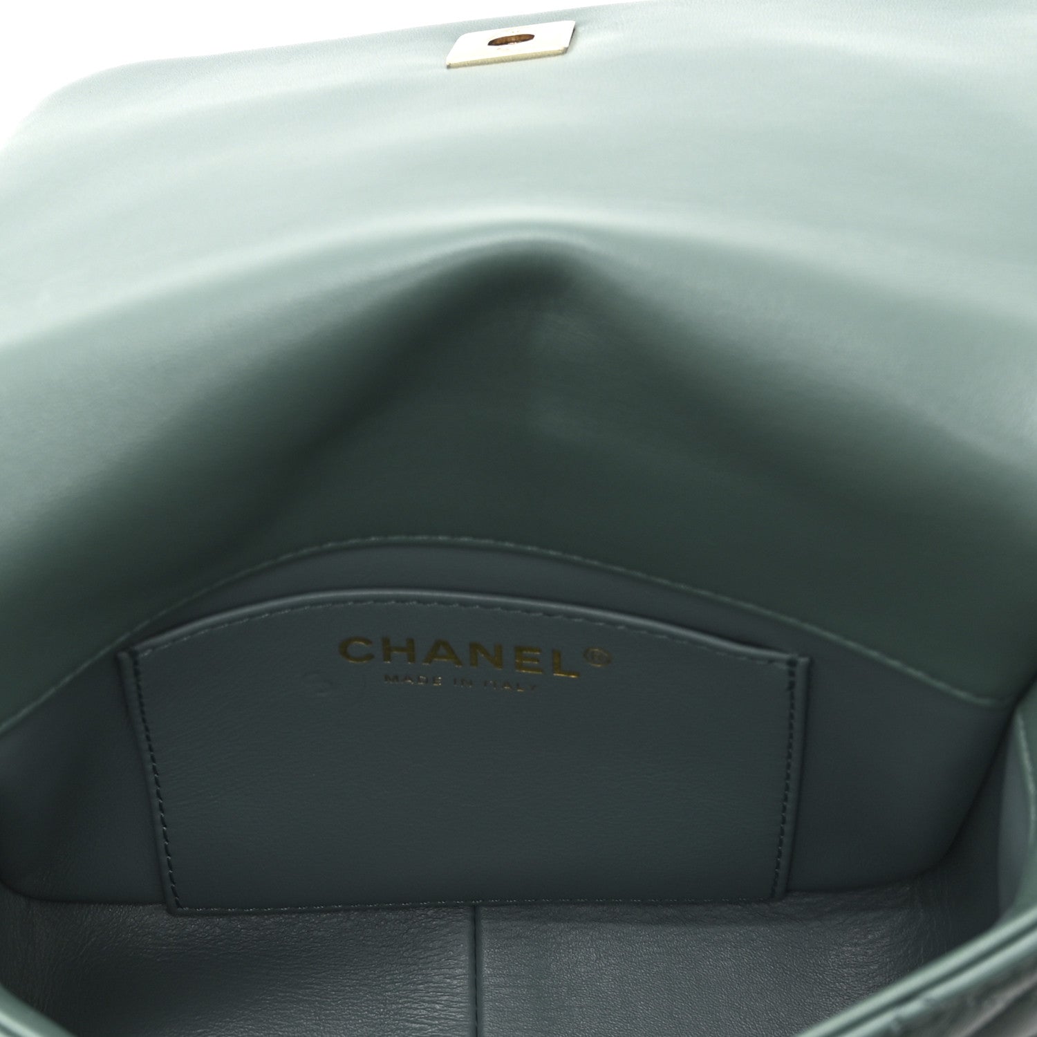 Lambskin Quilted Mini Chain Rows Flap  Green