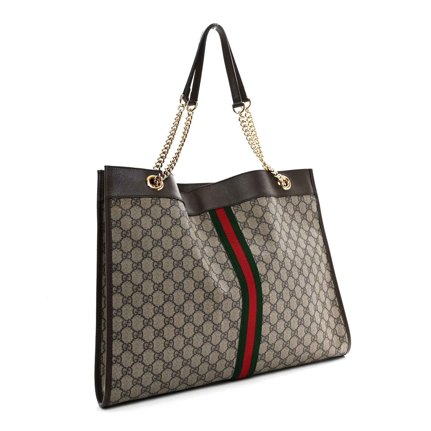 GG Supreme Monogram Large Rajah Chain Tote Beige New Acero