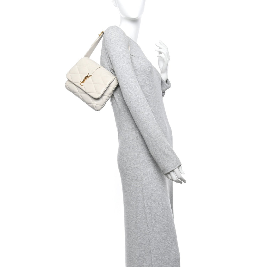 Lambskin Quilted Le 57 Diamond Shoulder Bag Crema Soft