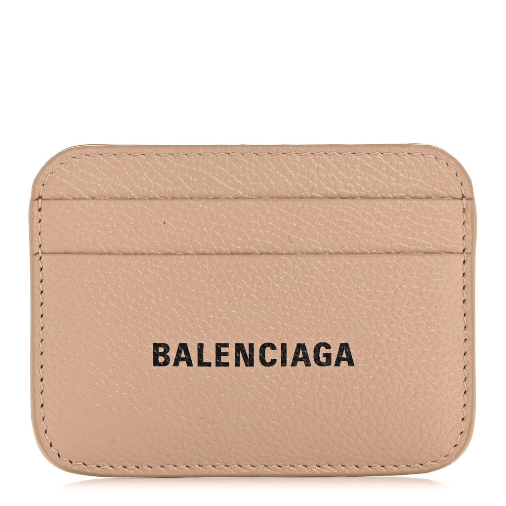 Grained Calfskin Logo Cash Rounded  Holder Beige
