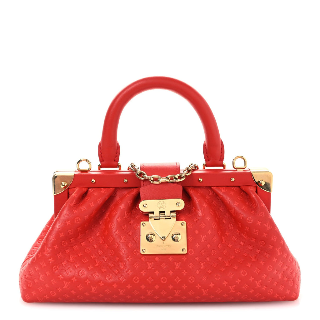 Calfskin Nanogram Embossed Clutch Red