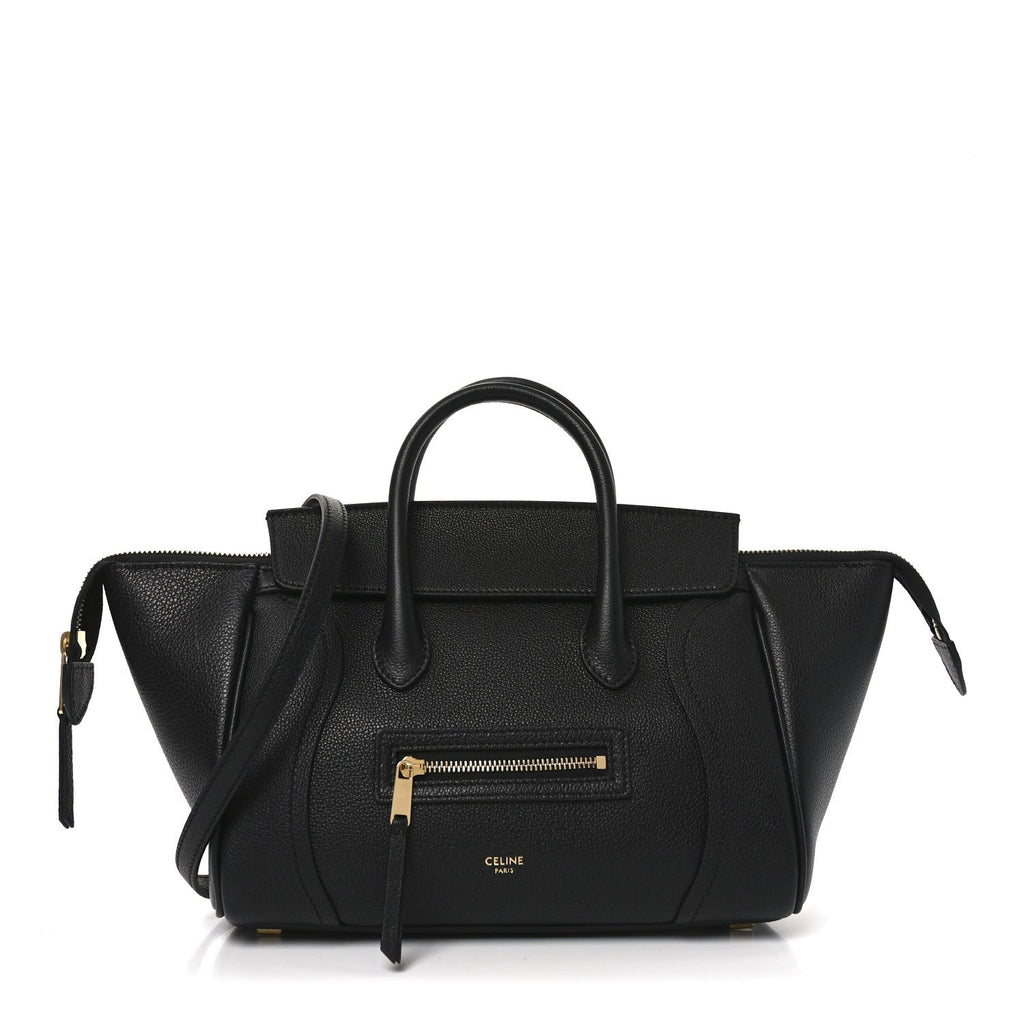 Supple Shiny Lambskin Little New Luggage Black