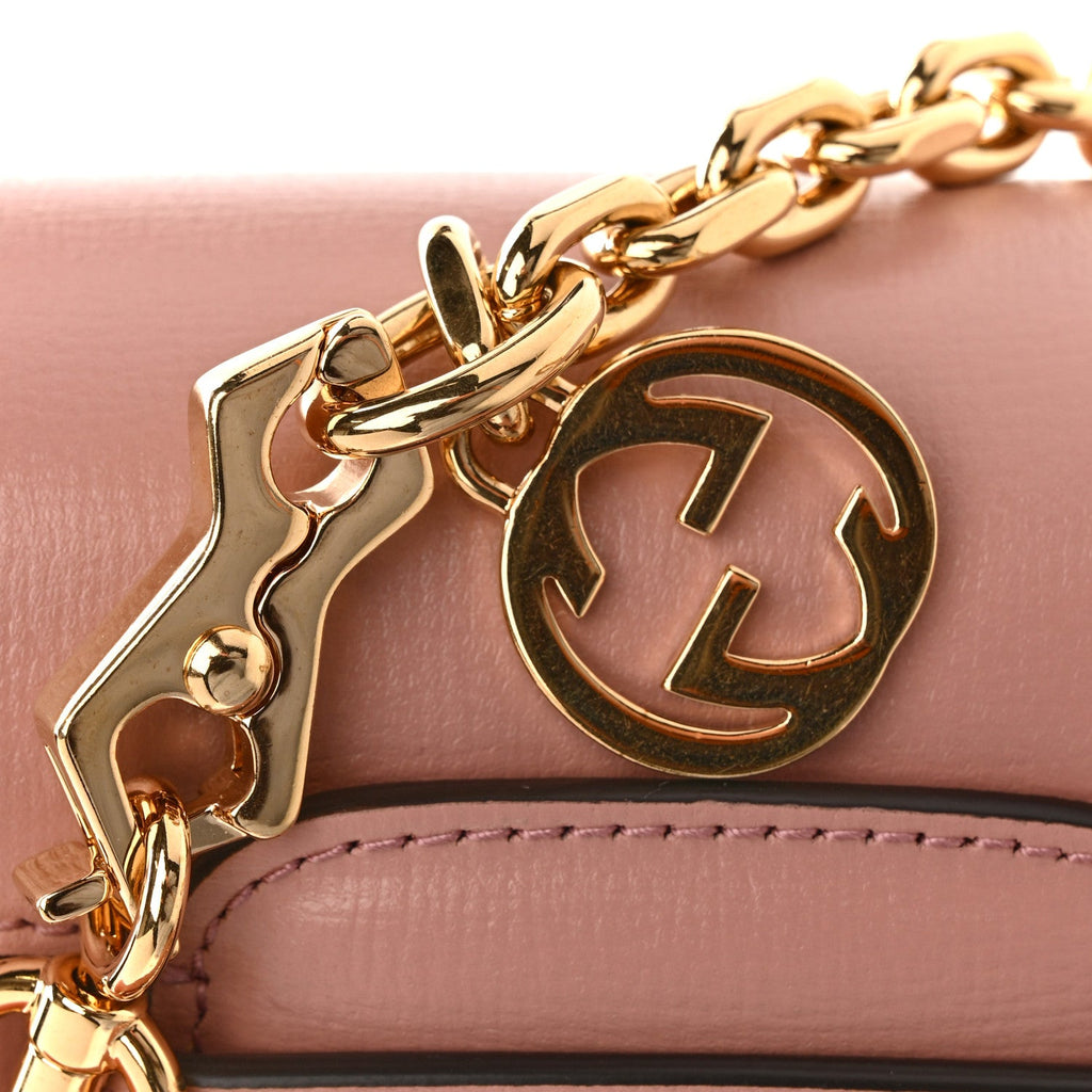 Azalea Calfskin Crystal GG Monogram Mini Horsebit 1955 Shoulder Bag Pink