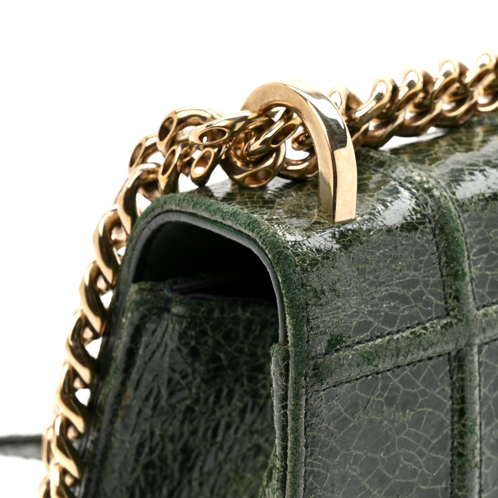 Ceramic Effect Deerskin Large Diorama Flap Bag Malachite Green
