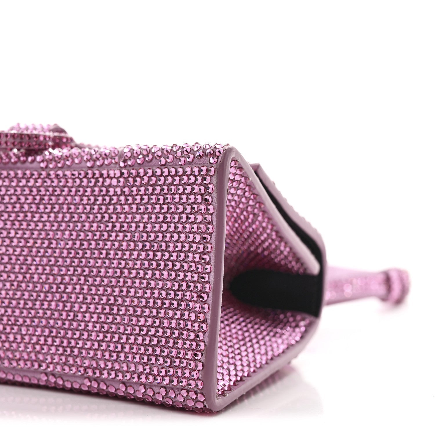 Strass Suede Hourglass Top Handle Bag XS Pink
