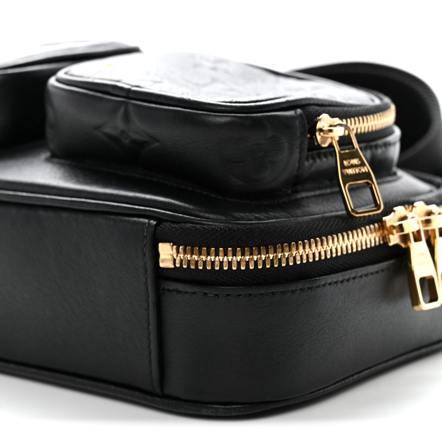 Calfskin Monogram Embossed Utility Crossbody Black