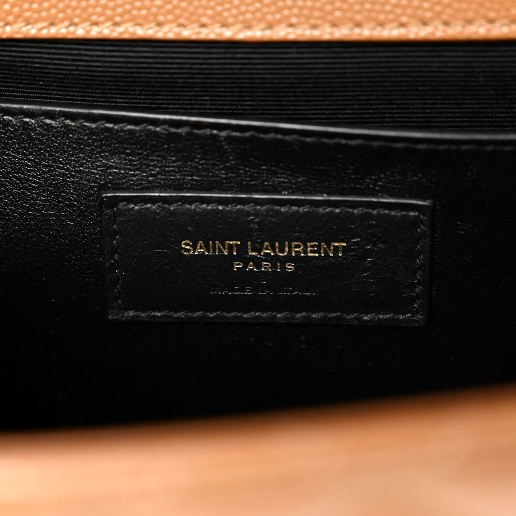 Grain De Poudre Textured Mixed Matelasse Medium Triquilt Monogram Satchel Dark Cork