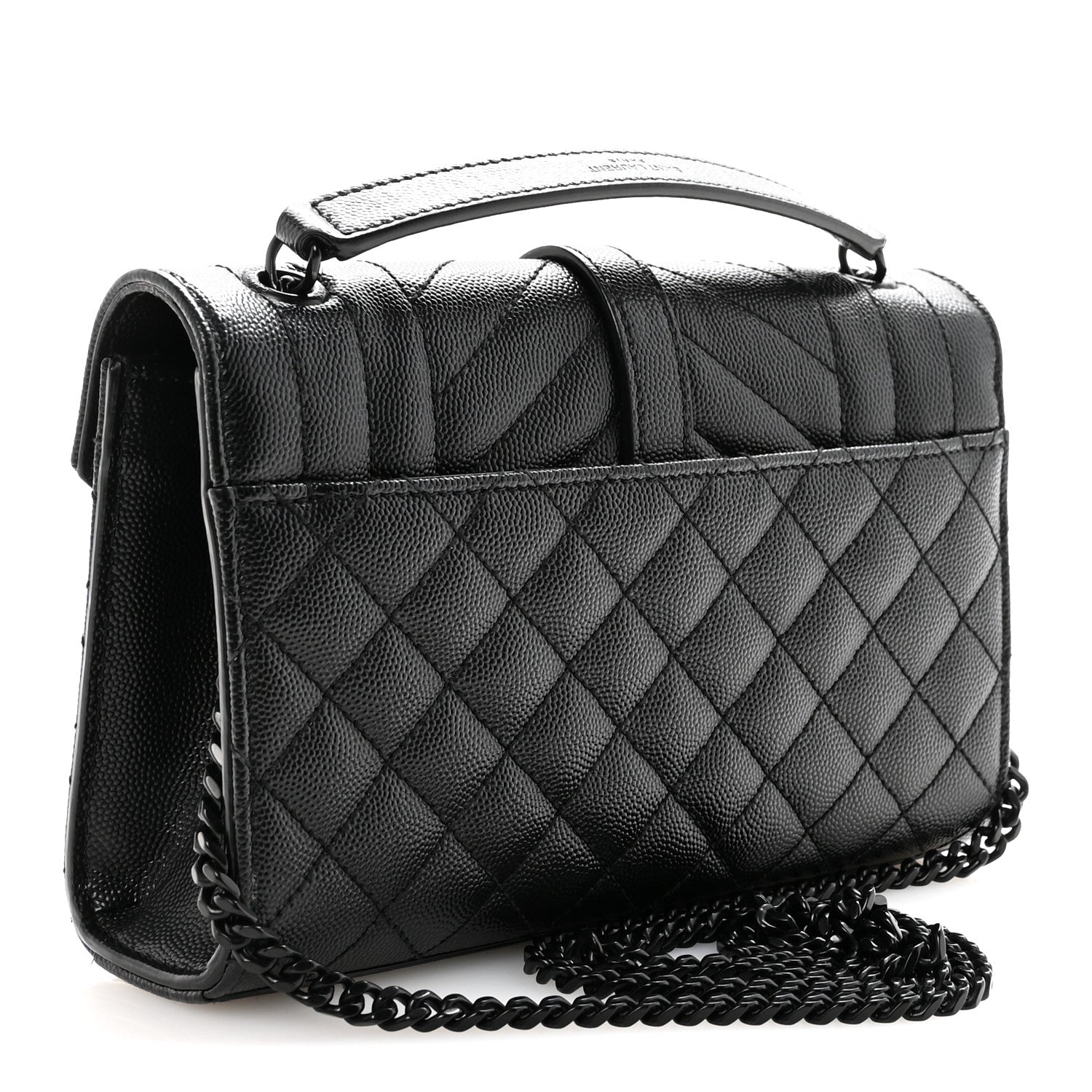 Grain De Poudre Textured Mixed Matelasse Triquilt Small Monogram Monochrome Satchel Black