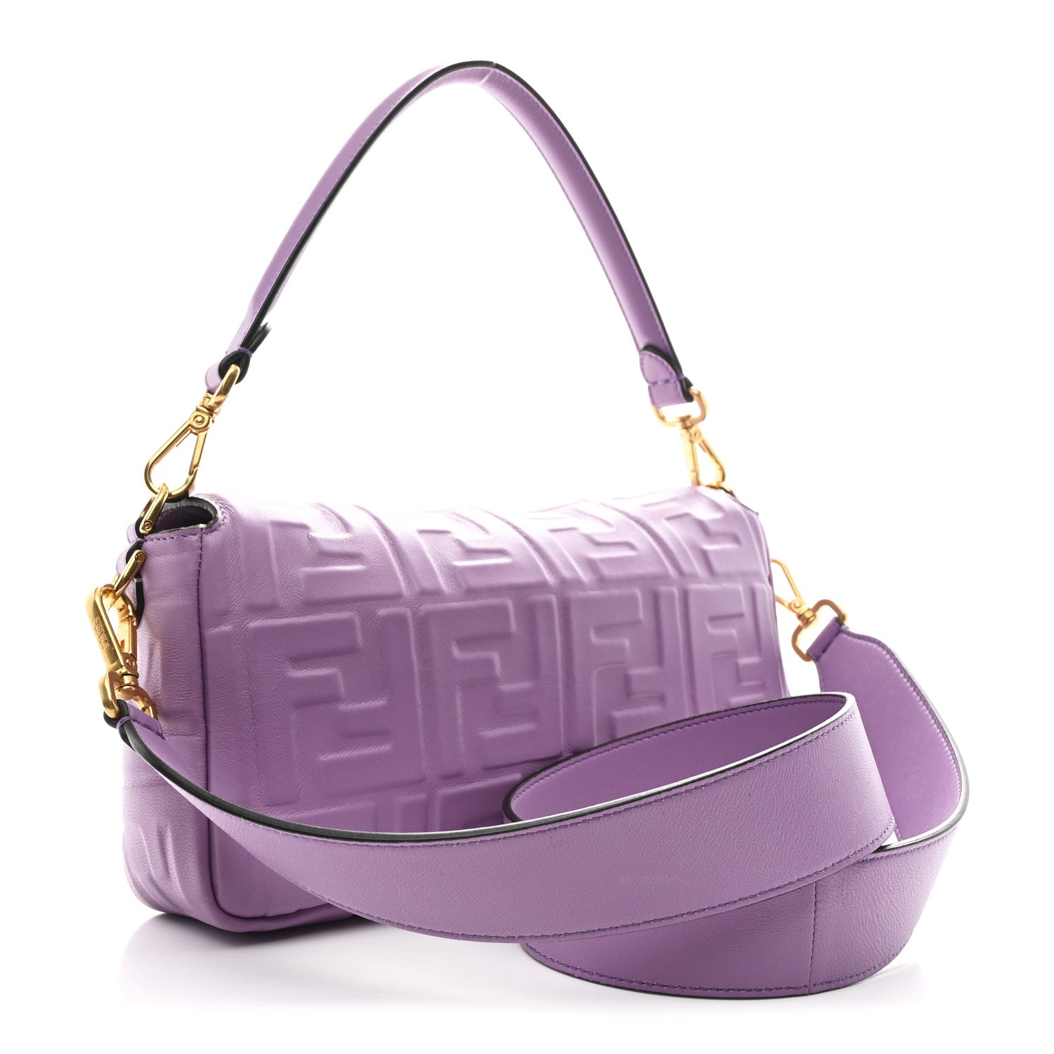 Nappa FF 1974 Embossed Baguette Agapanto