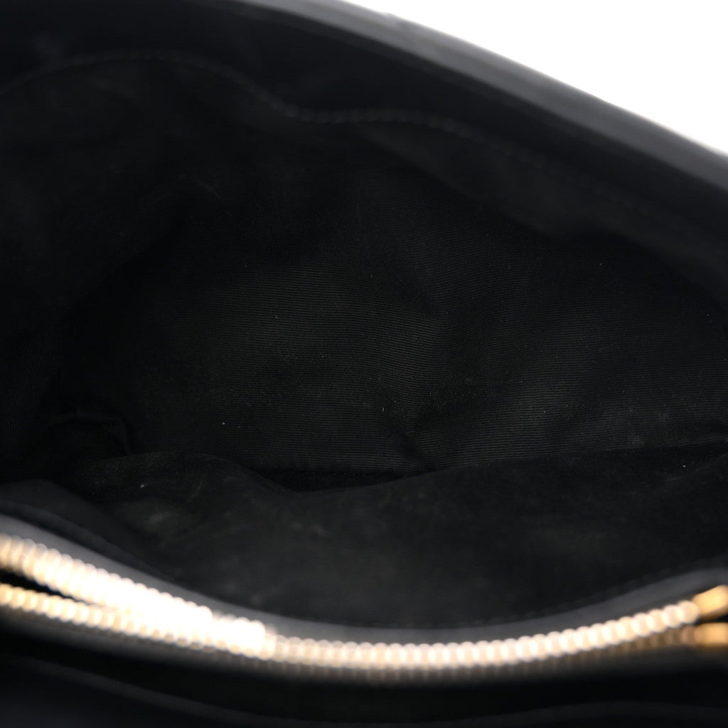 Calfskin Y Quilted Monogram Small Loulou Chain Satchel Black
