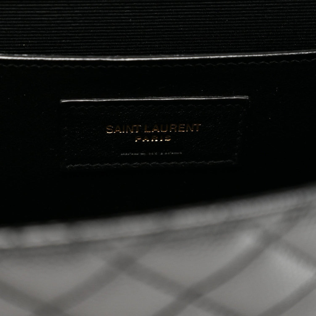 Grain De Poudre Textured Mixed Matelasse Triquilt Medium Monogram Satchel Black