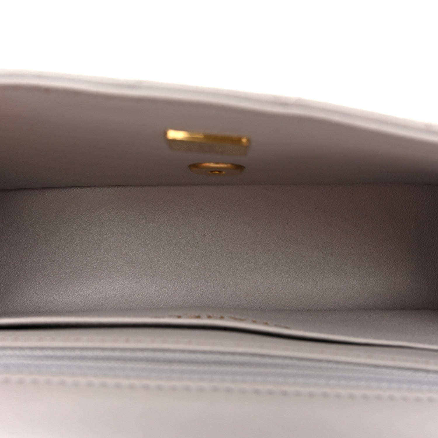 Lambskin Quilted Mini Top Handle Rectangular Flap Grey
