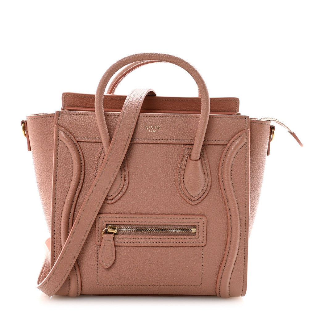 Drummed Calfskin Nano Luggage Antique Rose
