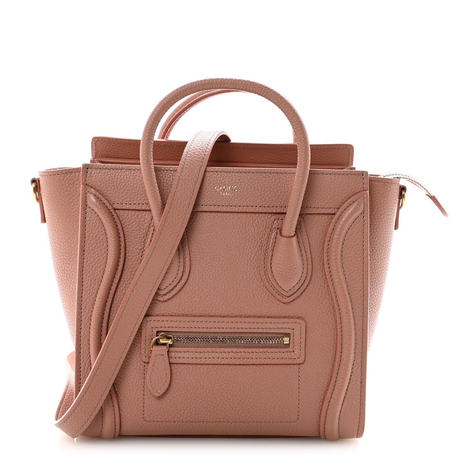 Drummed Calfskin Nano Luggage Antique Rose