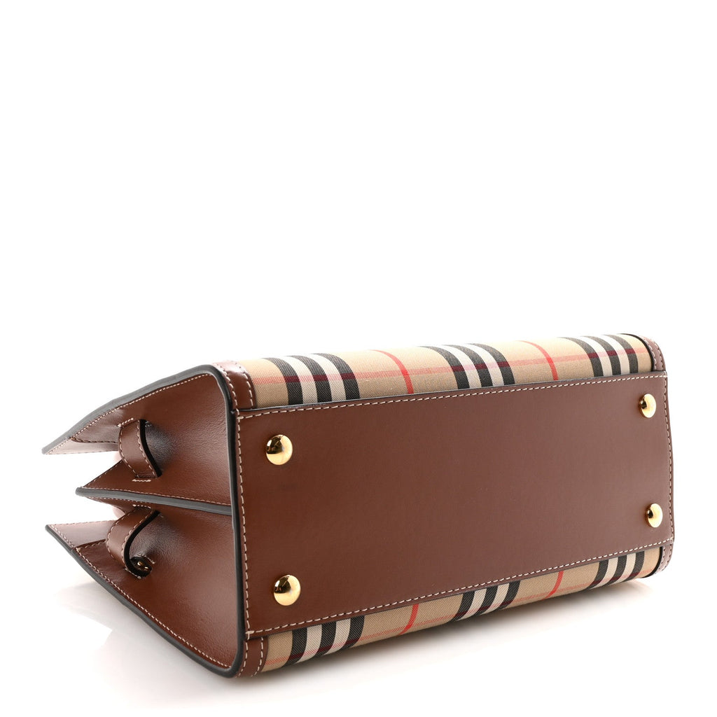 Calfskin Vintage Check Two Handle Title Bag Archive Beige