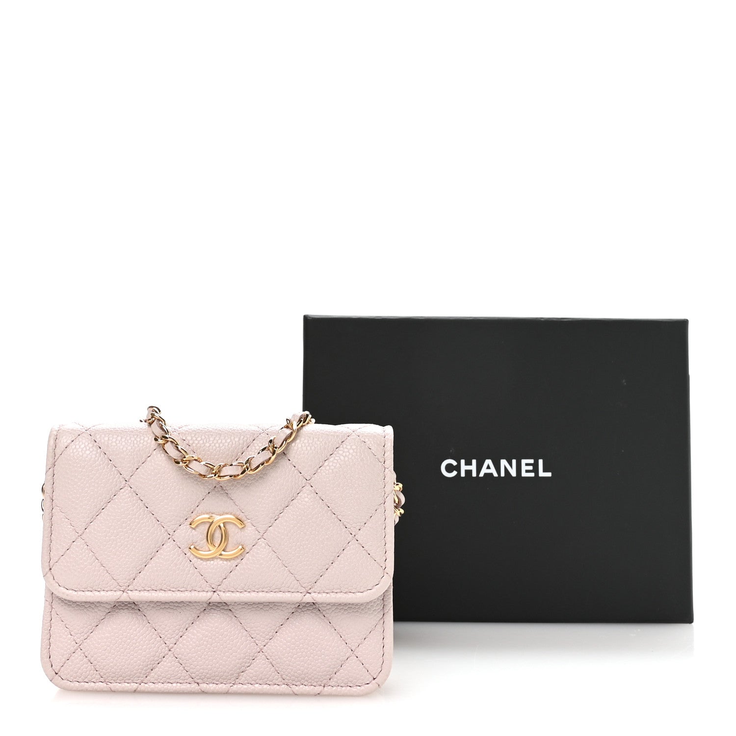 Caviar Quilted Miss Coco Clutch With Chain Light Purple