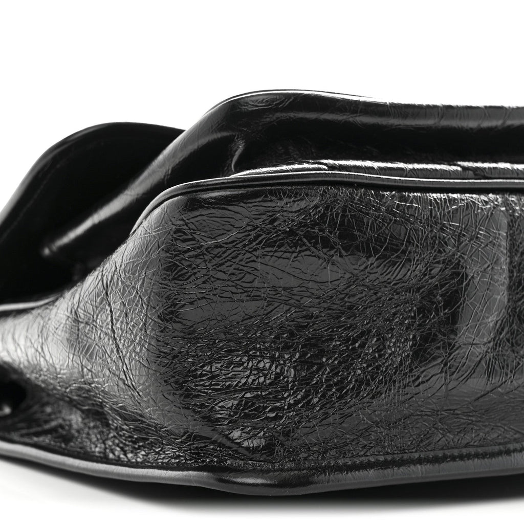 Crinkled Calfskin Matelasse Monogram Medium Niki Chain Satchel Black