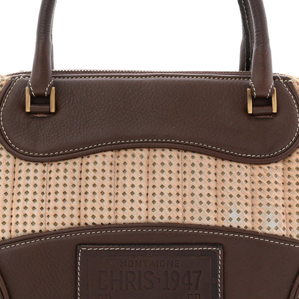 Pony Hair Calfskin Cadillac Tote Brown