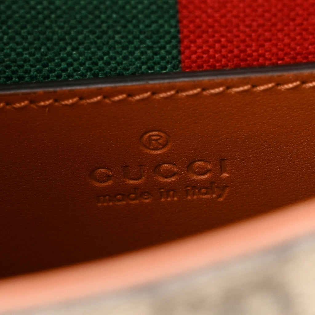 X DANS LE VERT Textured Dollar Calfskin GG Supreme Monogram Web Mini Horsebit 1955 Shoulder Bag Dusty Azure Beige Ebony