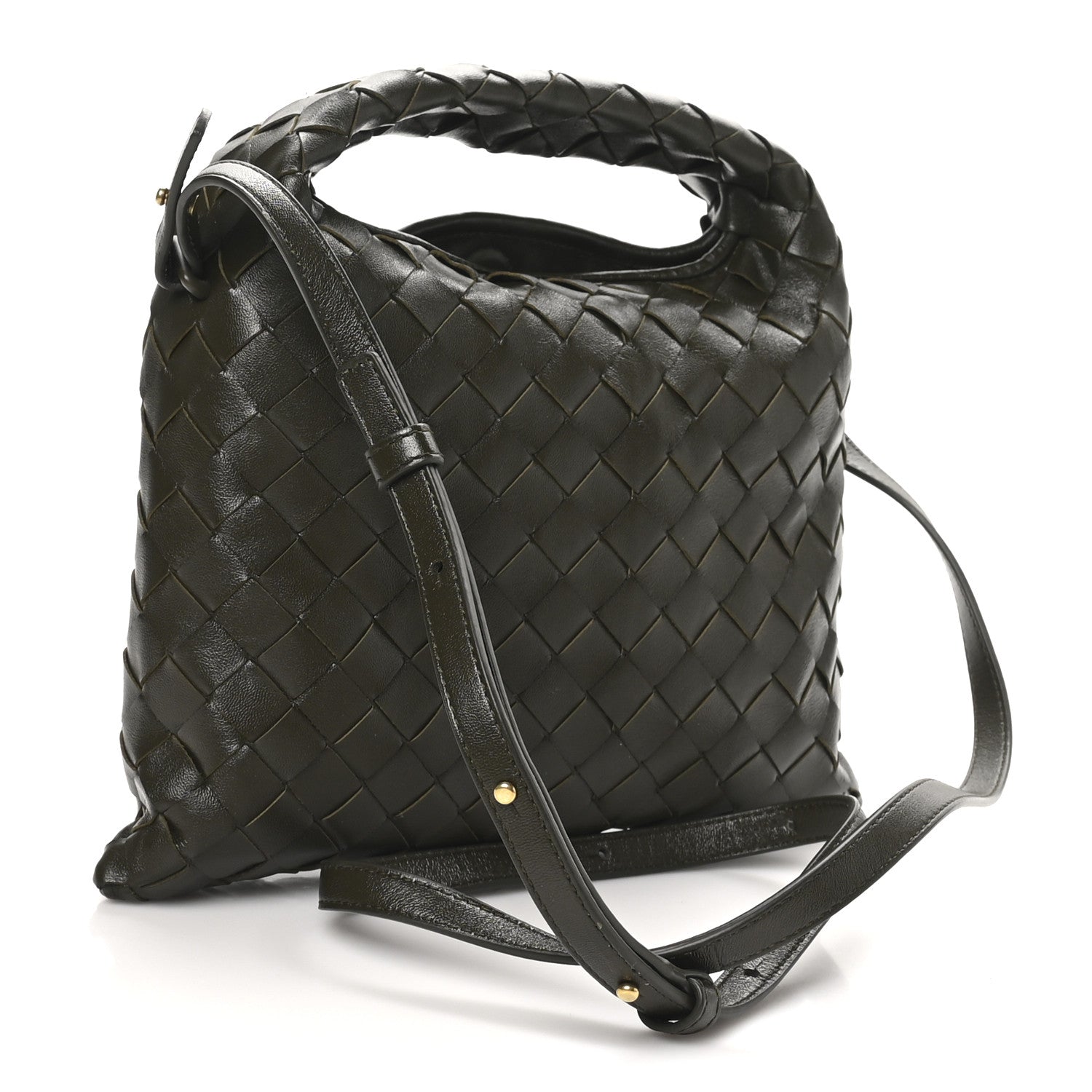 Calfskin Intrecciato Mini Hop Khaki