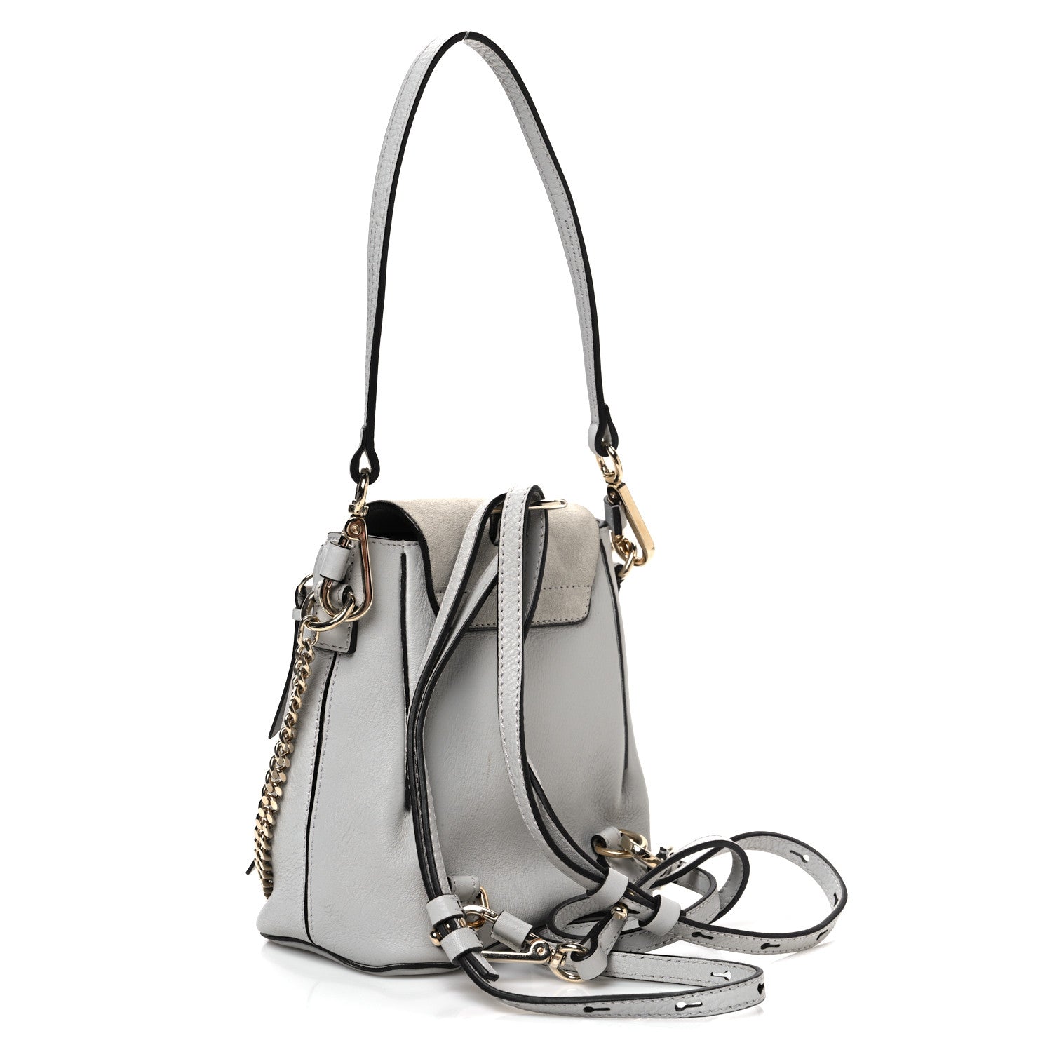 Suede Calfskin Mini Faye Backpack Silver Blue