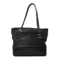 Iridescent Calfskin VIP Shopping Tote Black