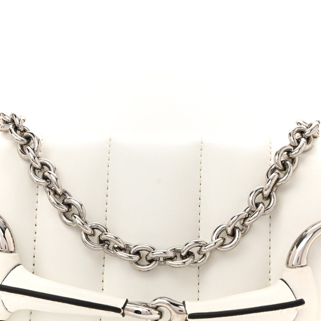 Nappa Vertical Matelasse Small Maxi Horsebit Chain Shoulder Bag Great White