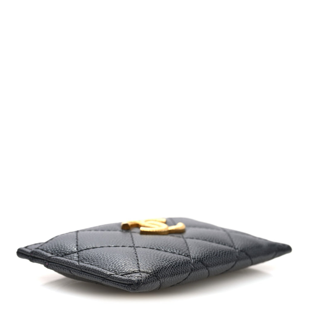 Caviar Quilted Textured CC  Holder Black
