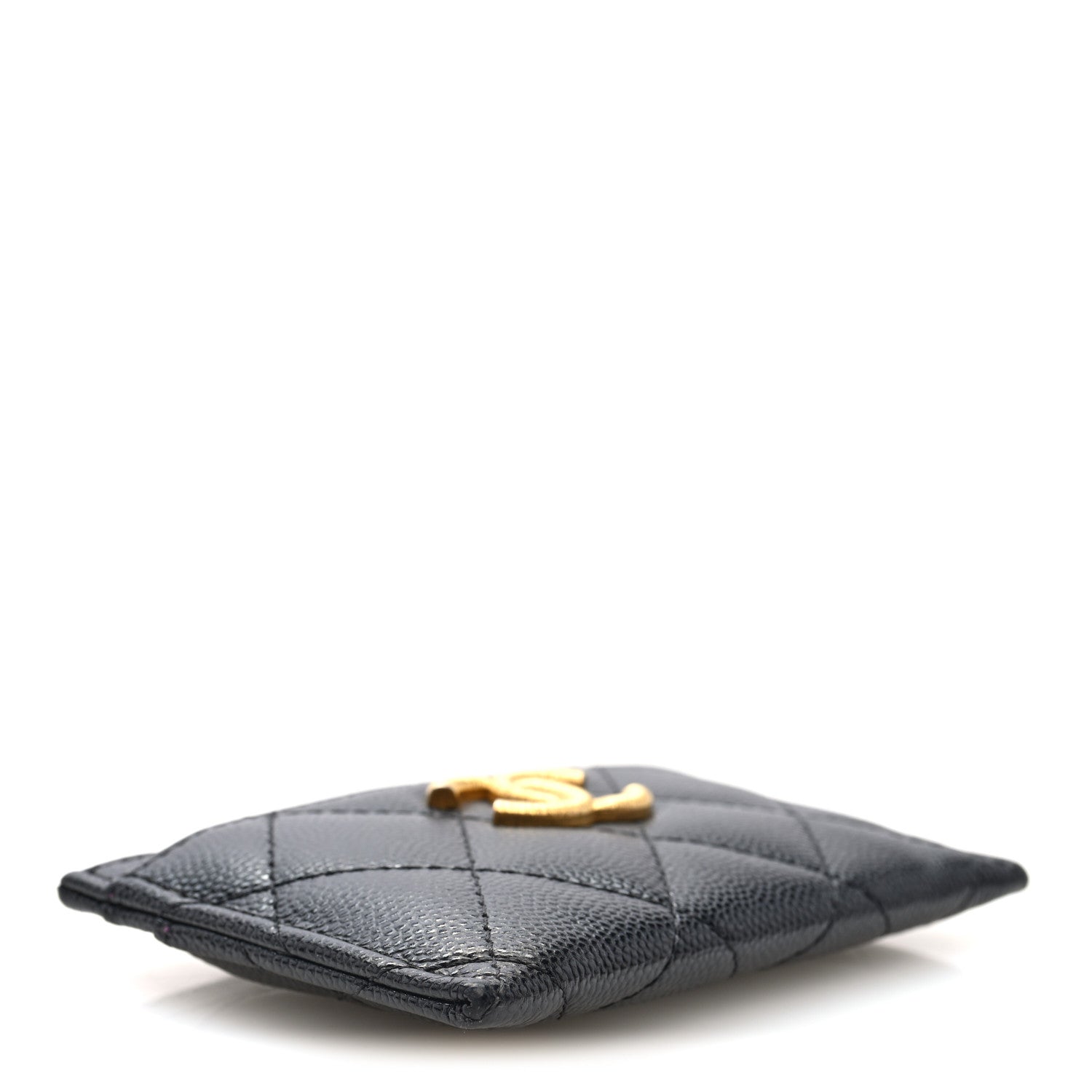 Caviar Quilted Textured CC  Holder Black