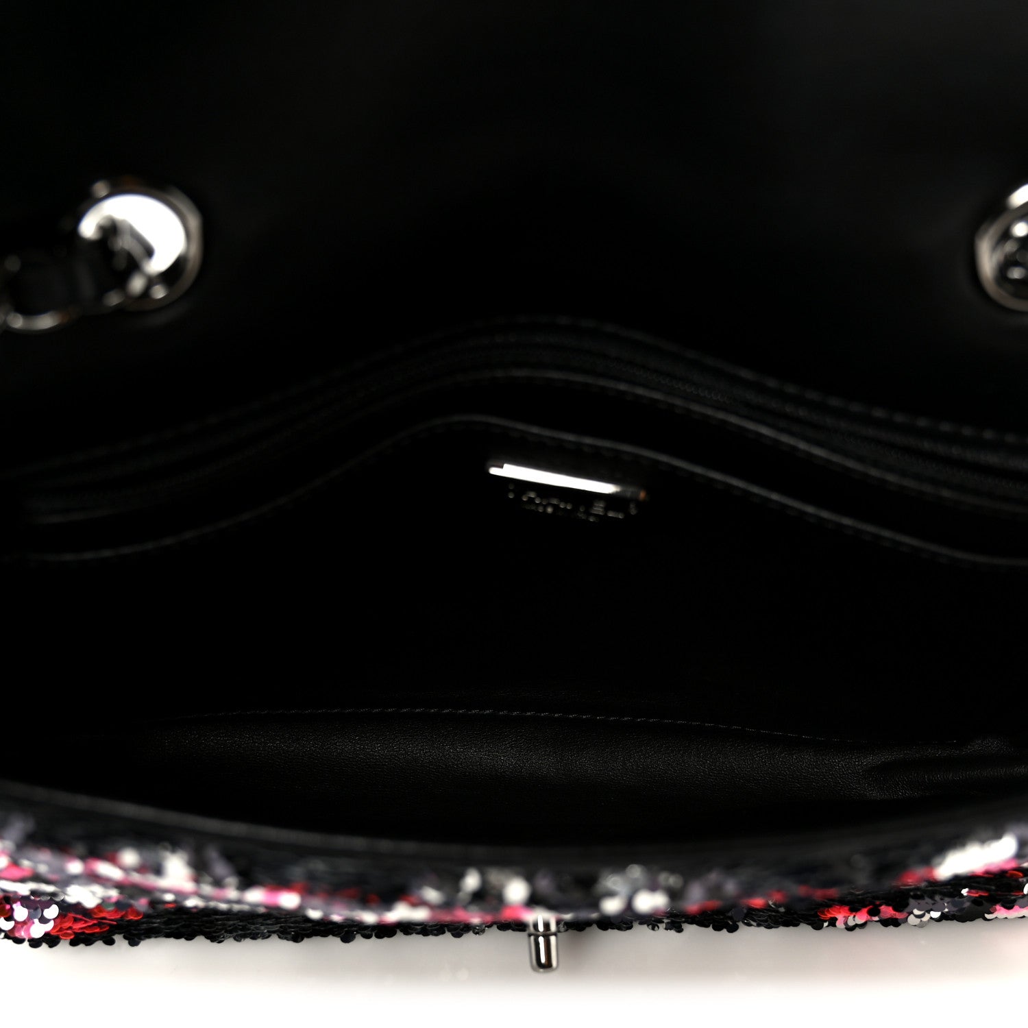 Sequin Logo Single Flap Pink Silver Black