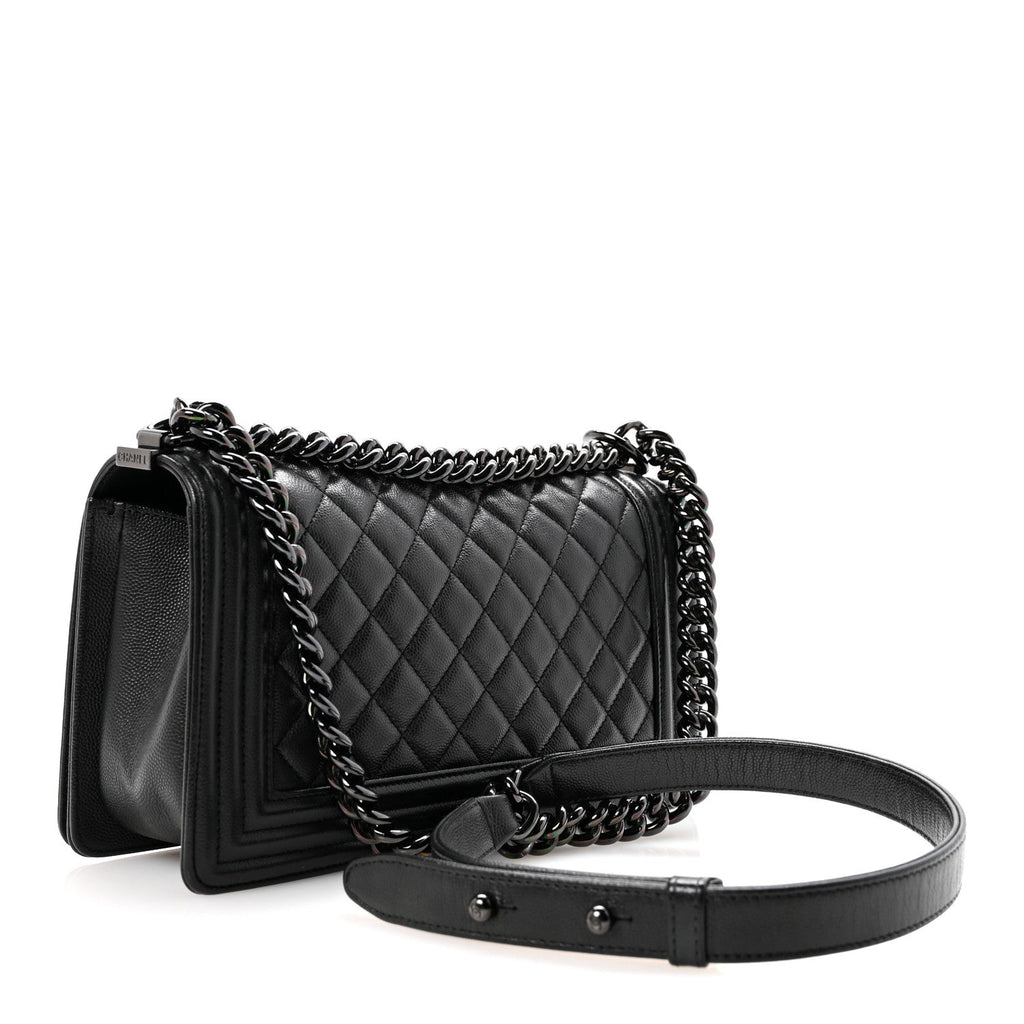 Caviar Quilted Medium Boy Flap So Black