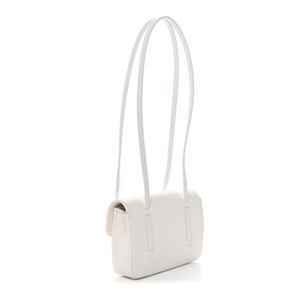 Shiny Caviar Mini Preppy Coco Shoulder Bag White
