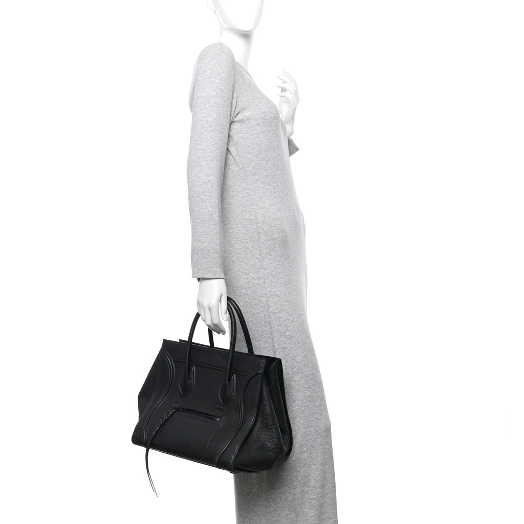 Grained Calfskin Medium Phantom Luggage Black