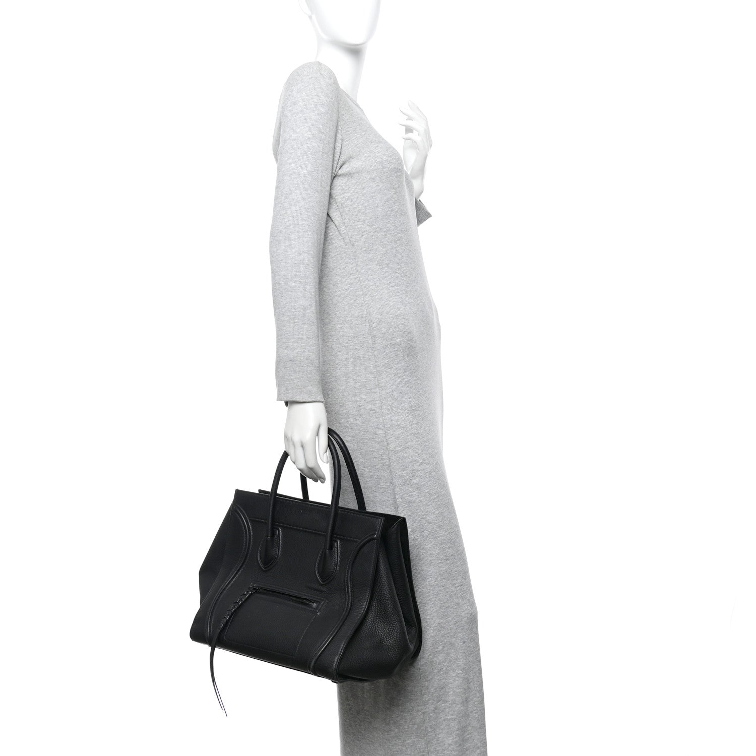Grained Calfskin Medium Phantom Luggage Black