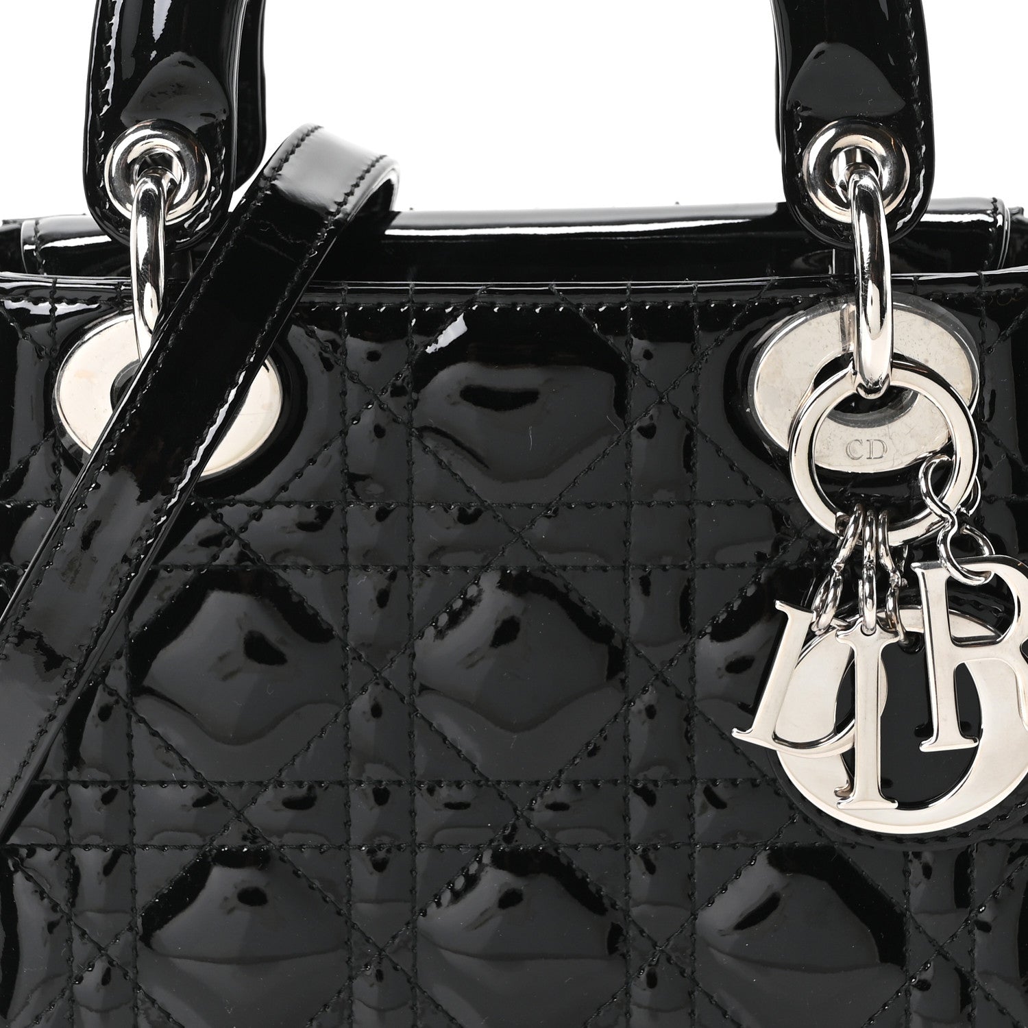 Patent Cannage Mini Lady Dior Black