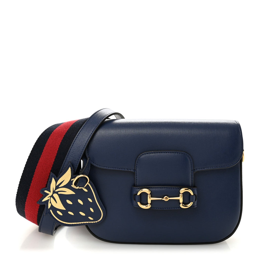 Azalea Calfskin Web Mini Horsebit 1955 Shoulder Bag Navy