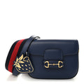 Azalea Calfskin Web Mini Horsebit 1955 Shoulder Bag Navy
