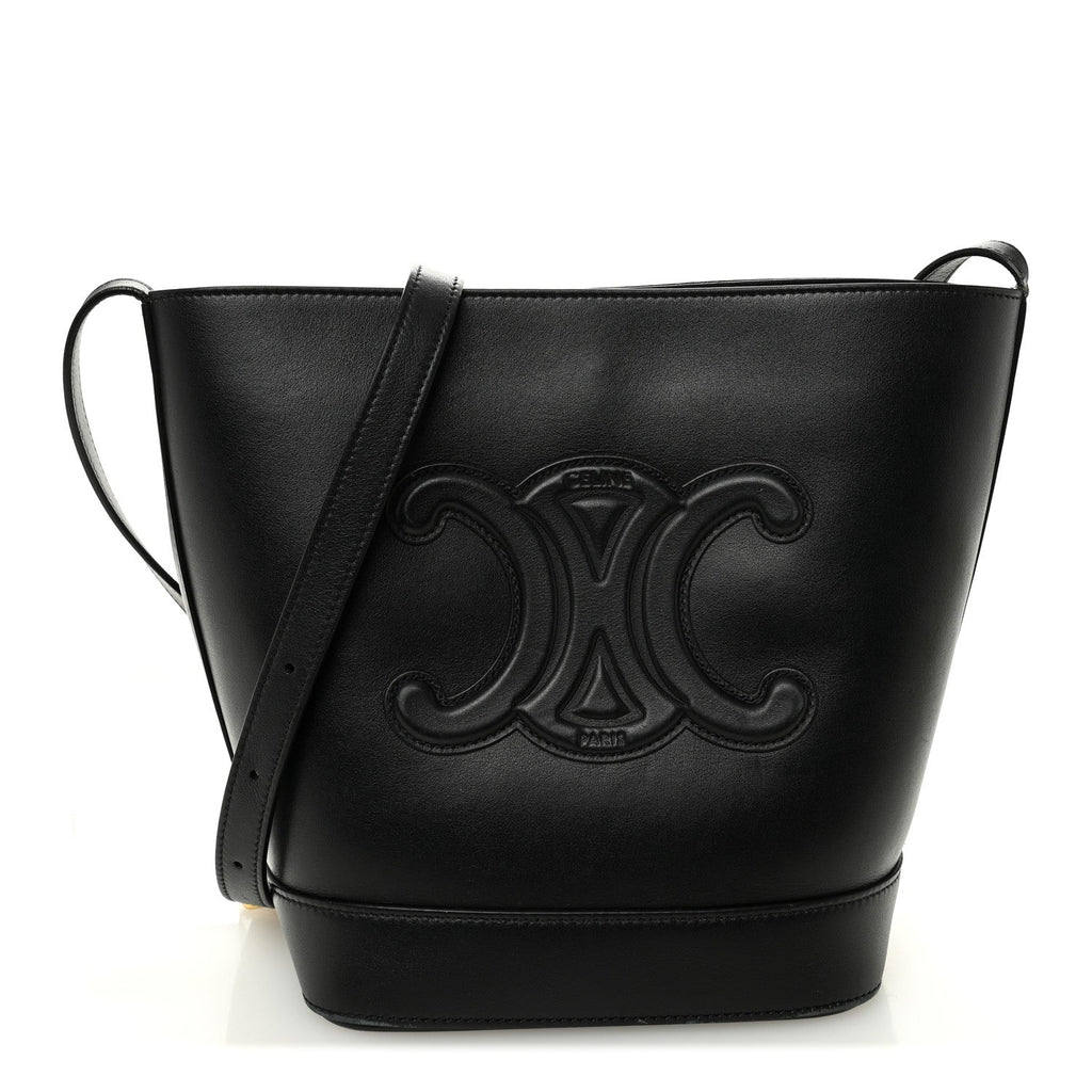 Smooth Calfskin Small Cuir Triomphe Bucket Bag Black