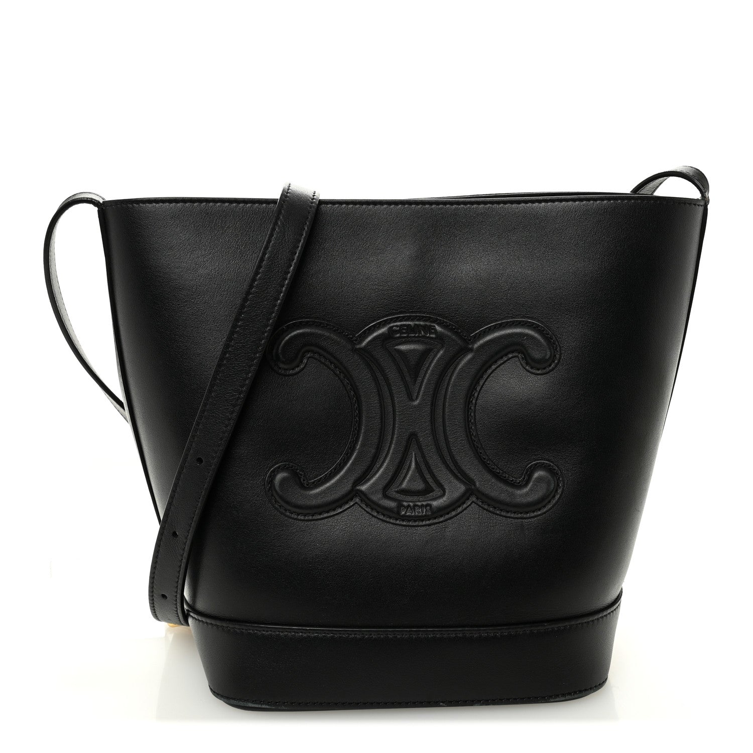Smooth Calfskin Small Cuir Triomphe Bucket Bag Black