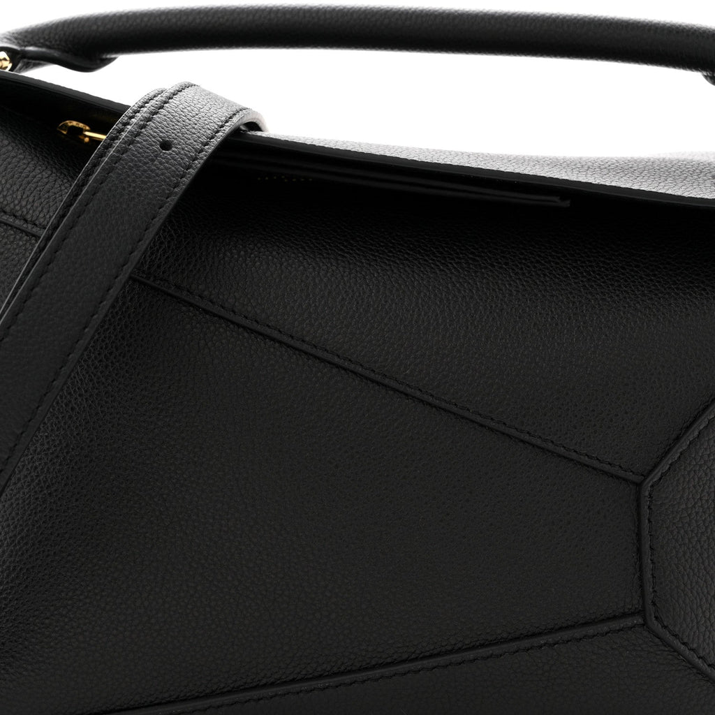 Grained Calfskin Small Puzzle Bag Black