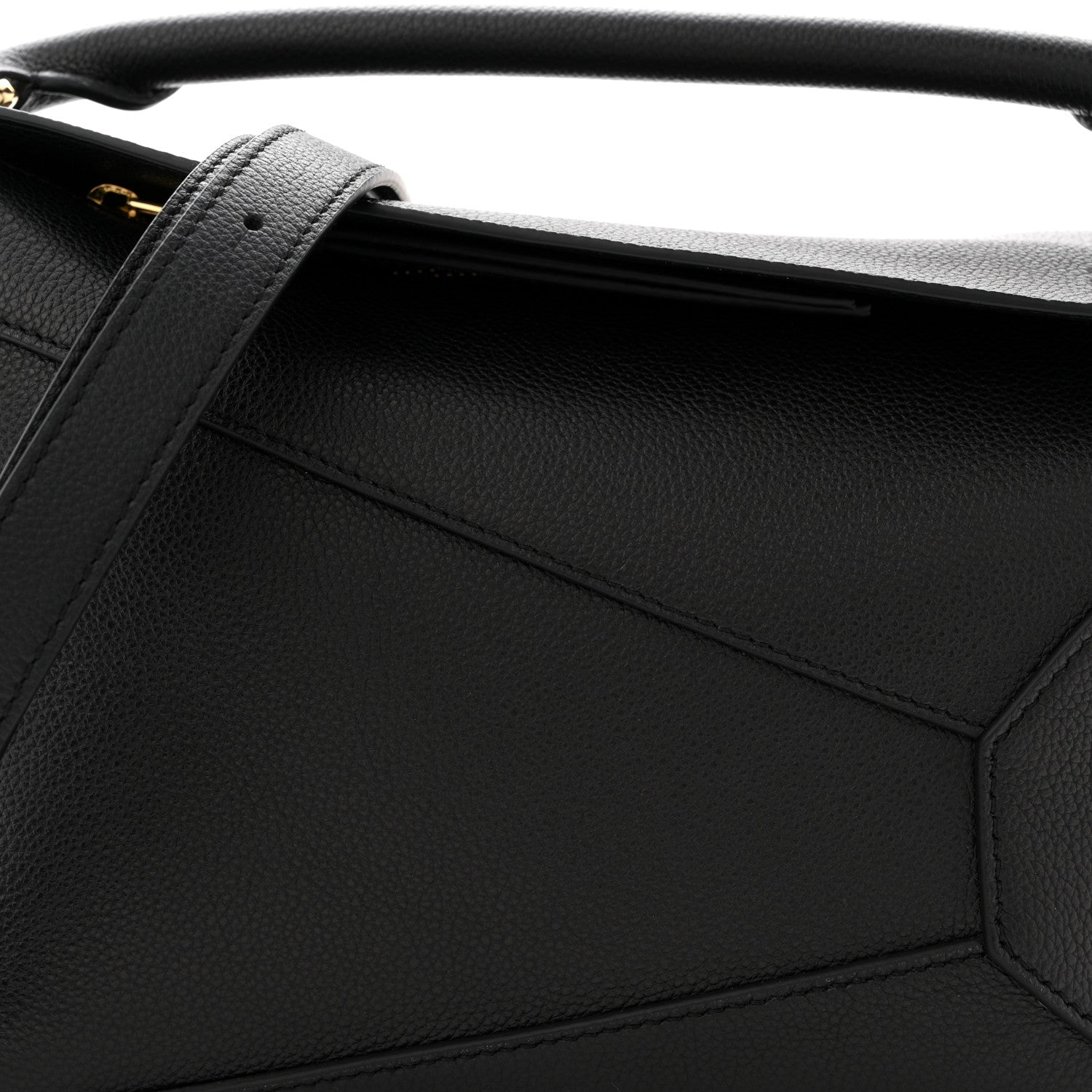 Grained Calfskin Small Puzzle Bag Black