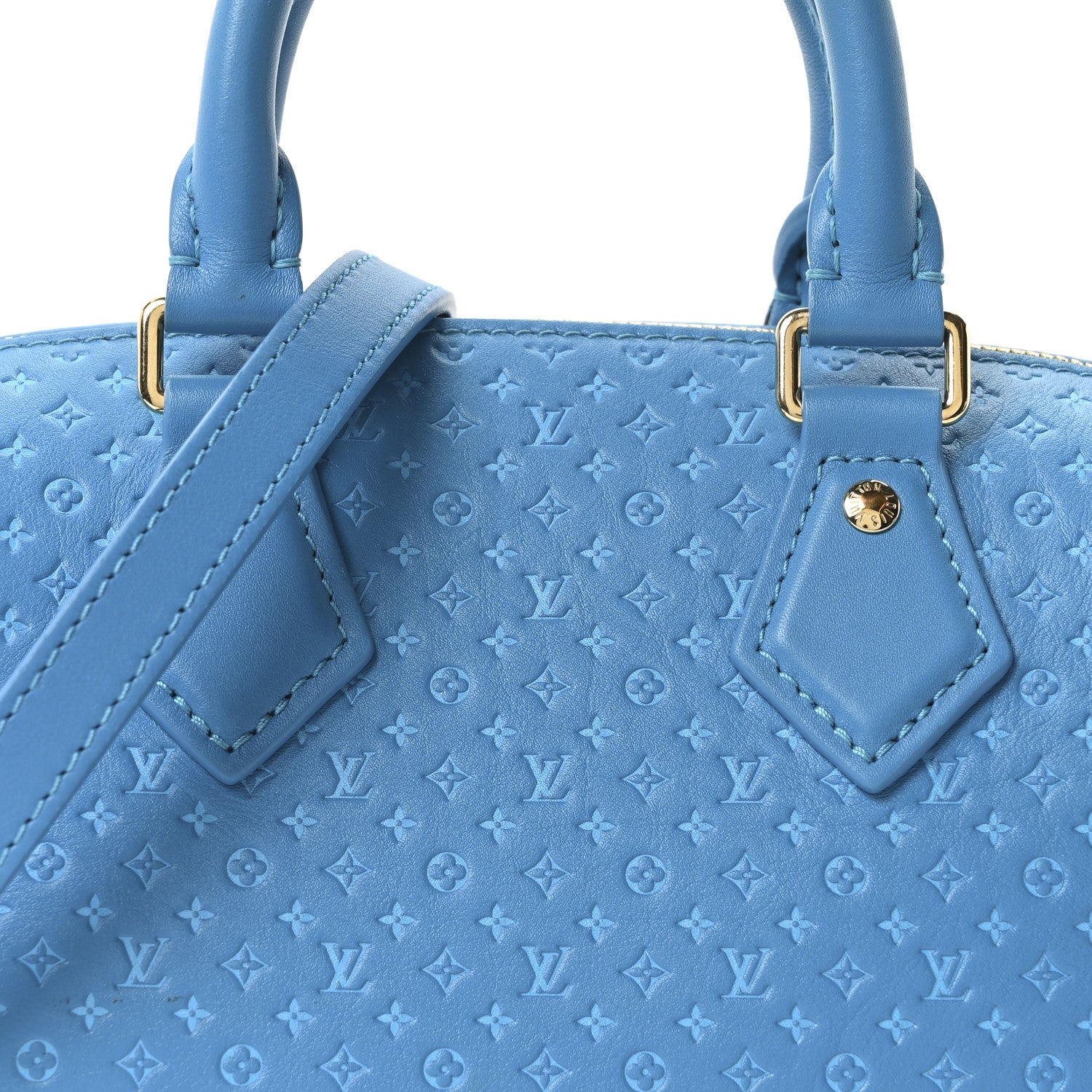 Calfskin Nanogram Embossed Speedy Bandouliere 20 Blue