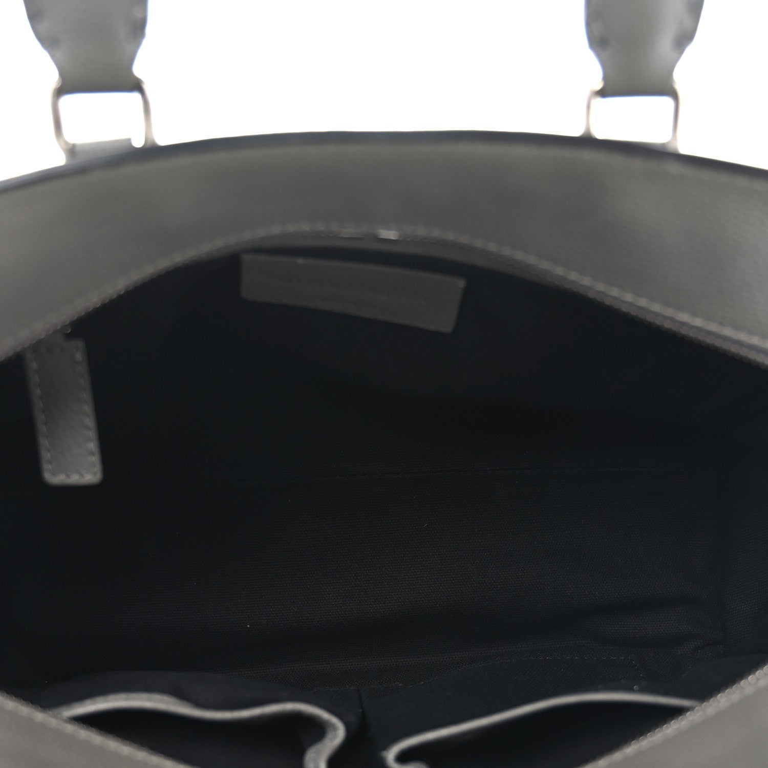 Pebbled Calfskin Small Skull Padlock Zip Around Tote Dark Grey