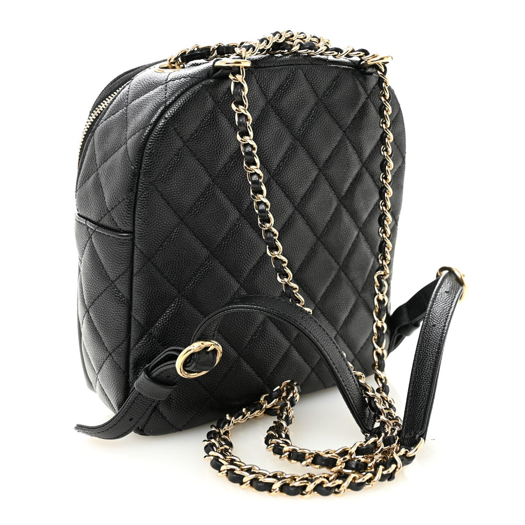 Caviar Quilted Small CC Day Backpack Black