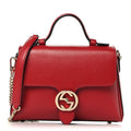 Dollar Calfskin Interlocking G Top Handle Shoulder Bag Red