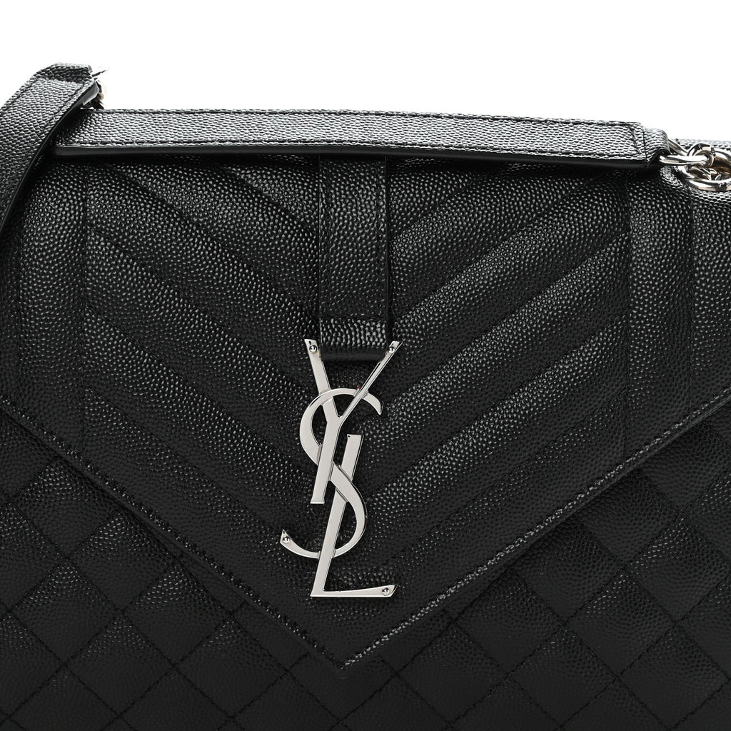 Grain De Poudre Textured Mixed Matelasse Triquilt Medium Monogram Satchel Black