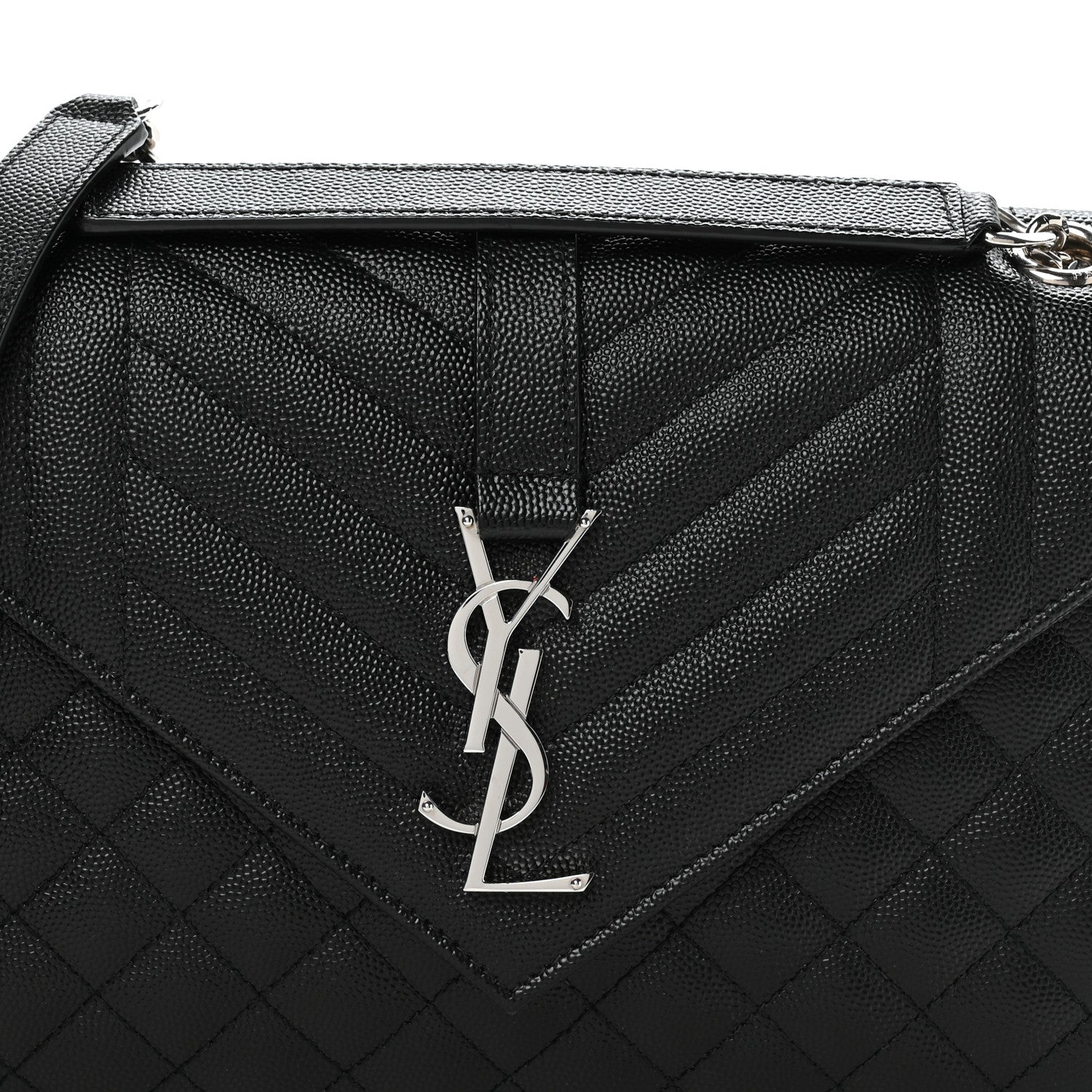 Grain De Poudre Textured Mixed Matelasse Triquilt Medium Monogram Satchel Black