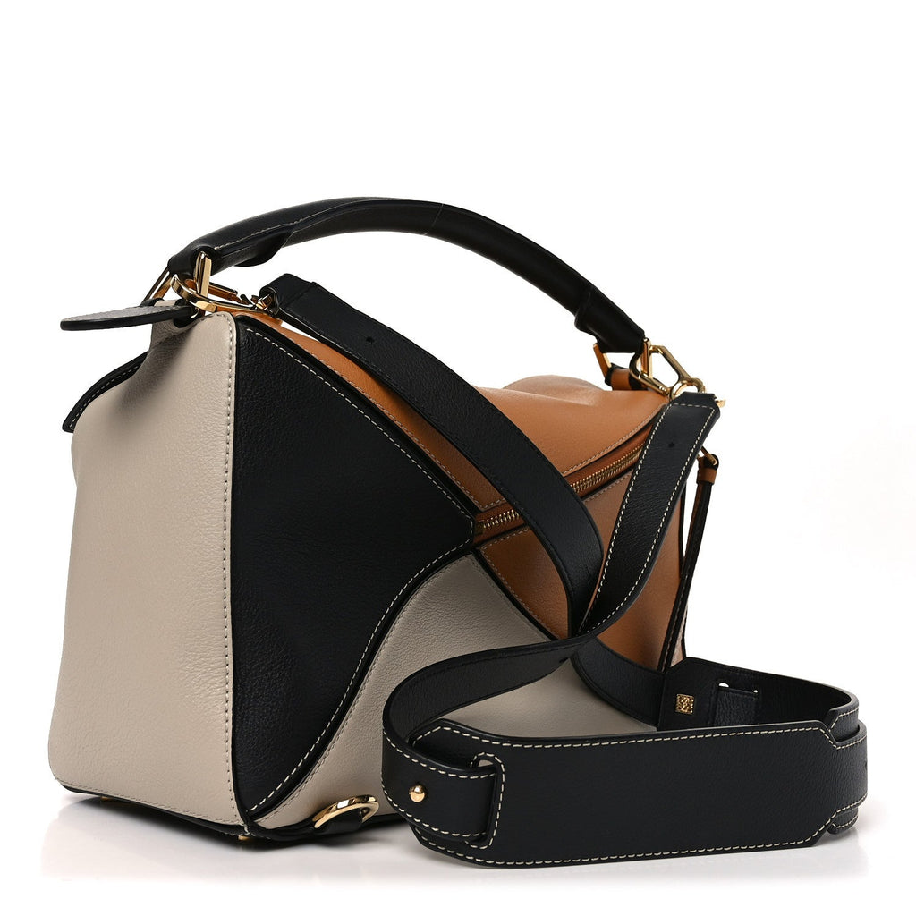 Grained Calfskin Medium Puzzle Bag Amber Light Oat