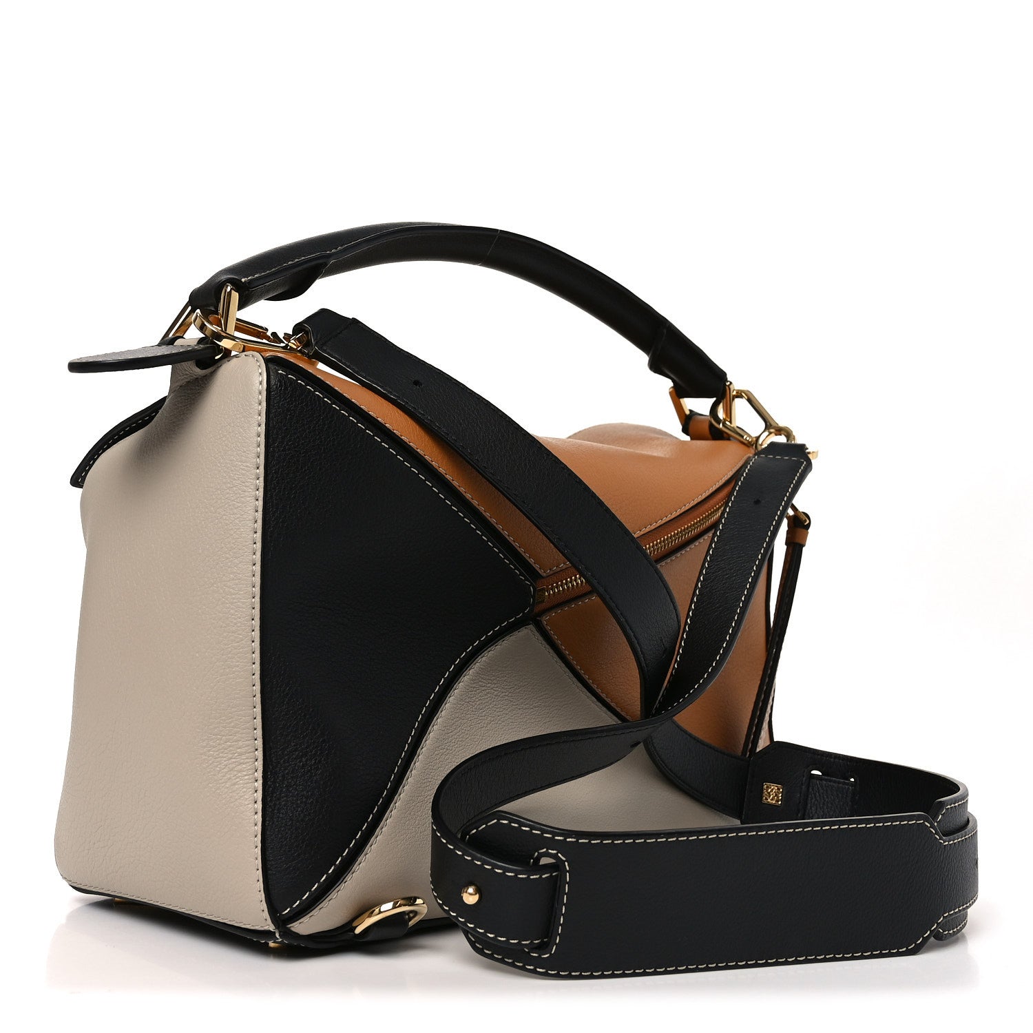 Grained Calfskin Medium Puzzle Bag Amber Light Oat