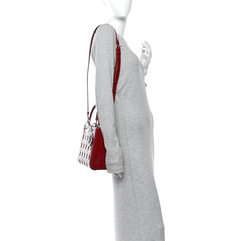 Patent Cannage Medium Lady Dior Red